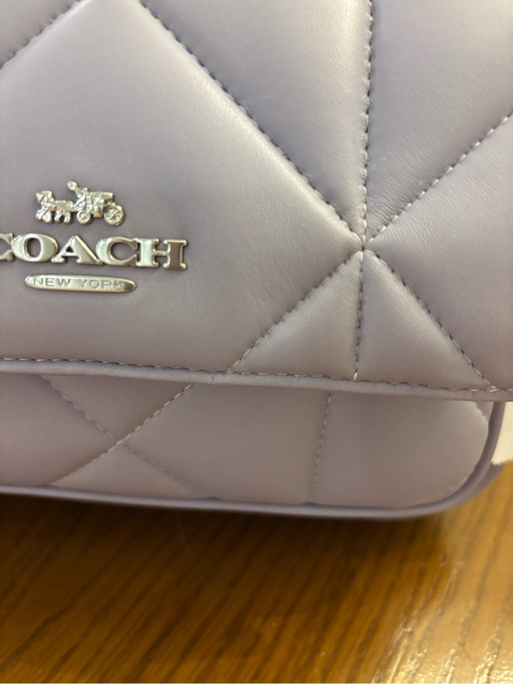 Coach Quilted Shoulder Bag in Lavender Purple with Silver Hardware - Picture 12 of 13